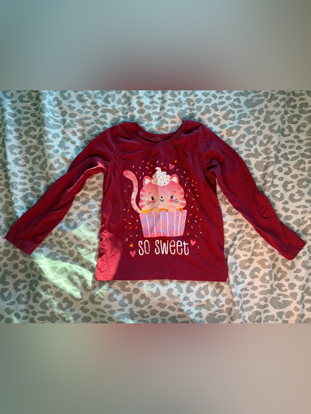 The Children’s Place  "So Sweet" Cat Cupcake Long Sleeve Tee